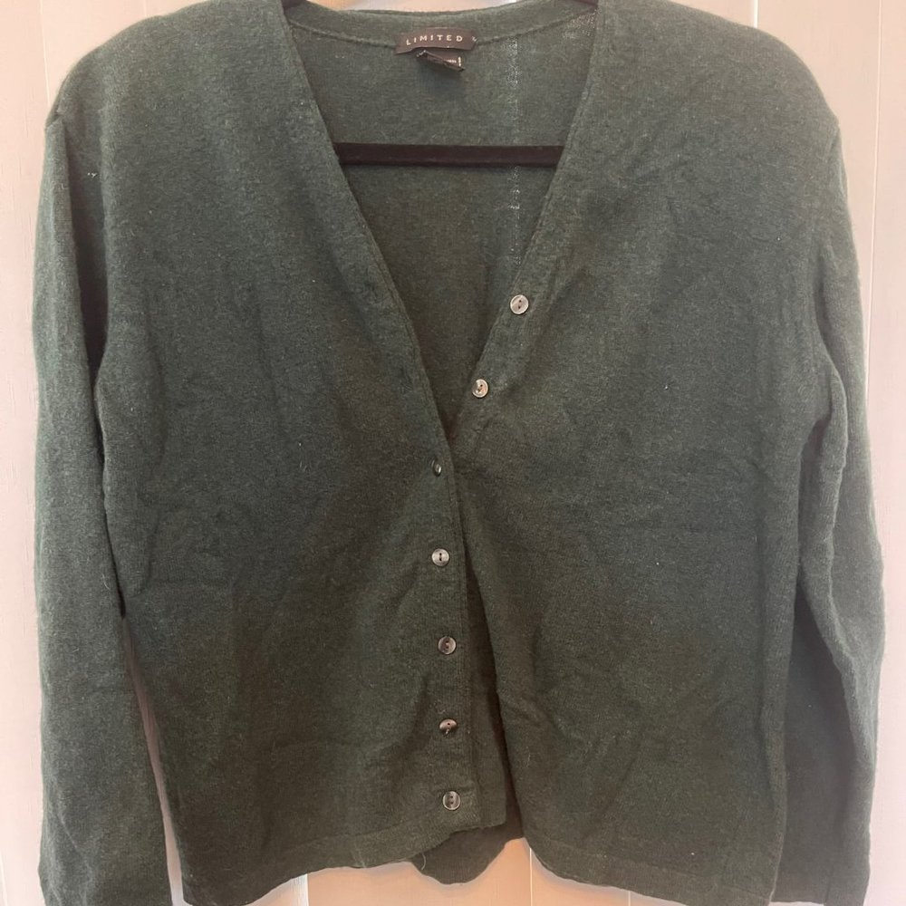Vintage Limited Green Lambswool Cardigan   Size LG
